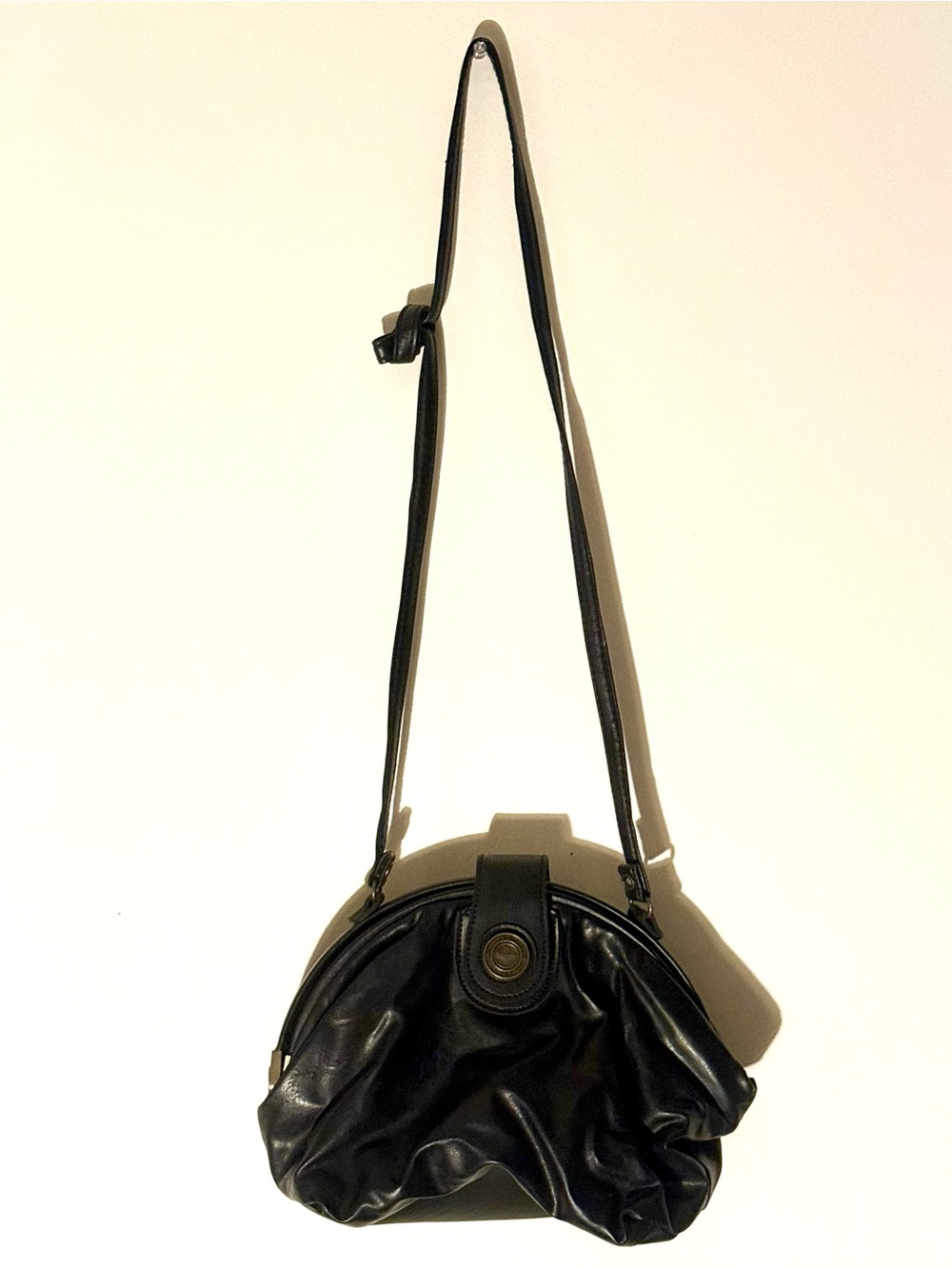 Vintage Capezio Bag 1980's Doctor Frame Purse Bucket Bag *Black Leather*